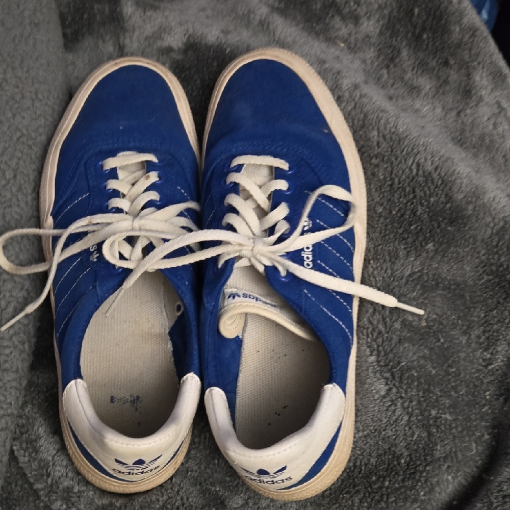 Adidas Blue and White Low-Top Sneakers